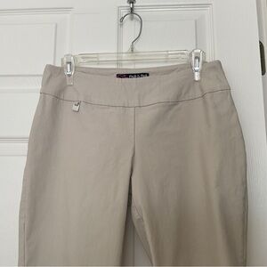 Peck & Peck Crop Pull On Stretch Pants Beige Petite 10